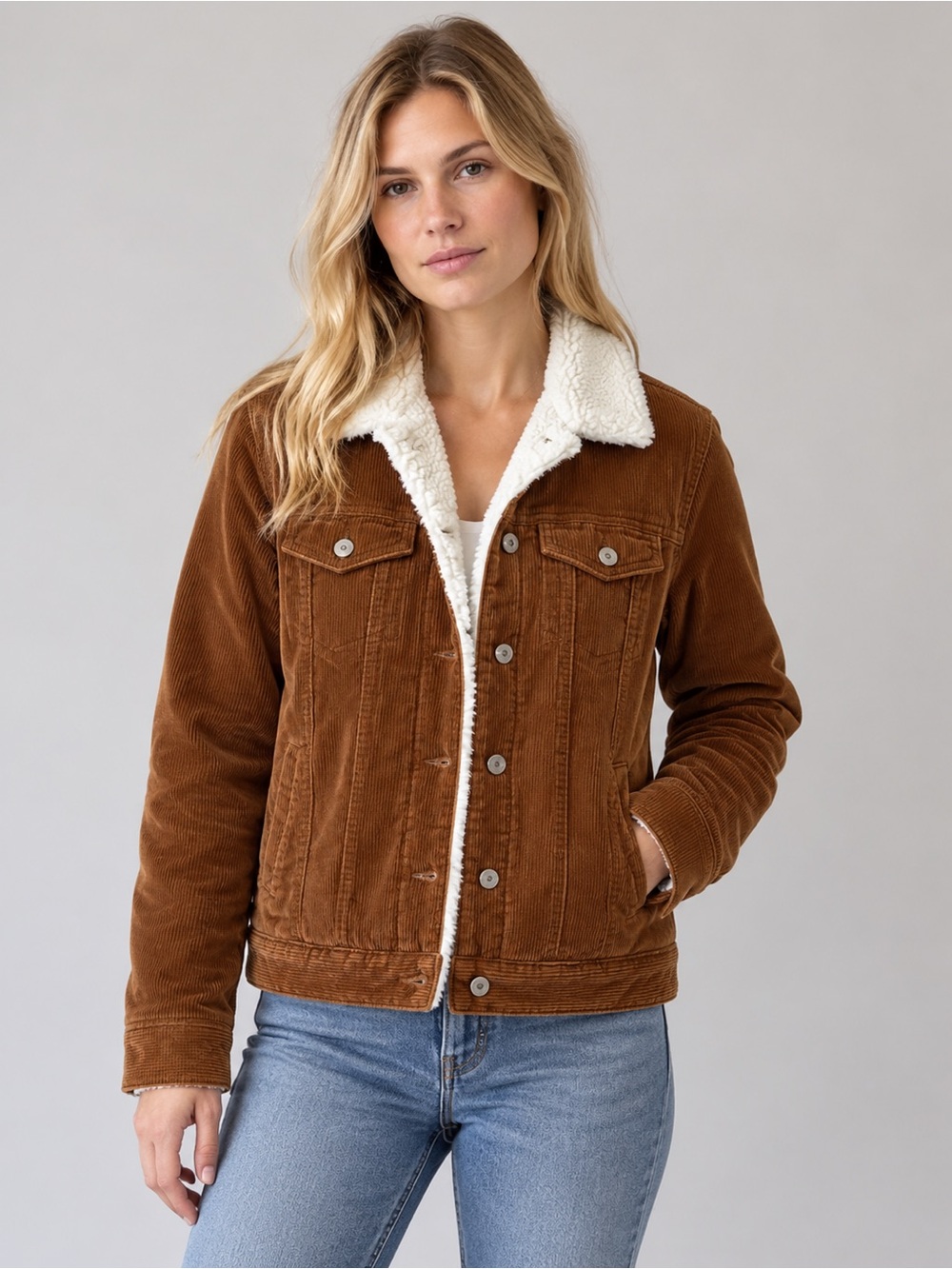Urban Heritage Women’s M Caramel Brown Corduroy Sherpa Lined Jacket